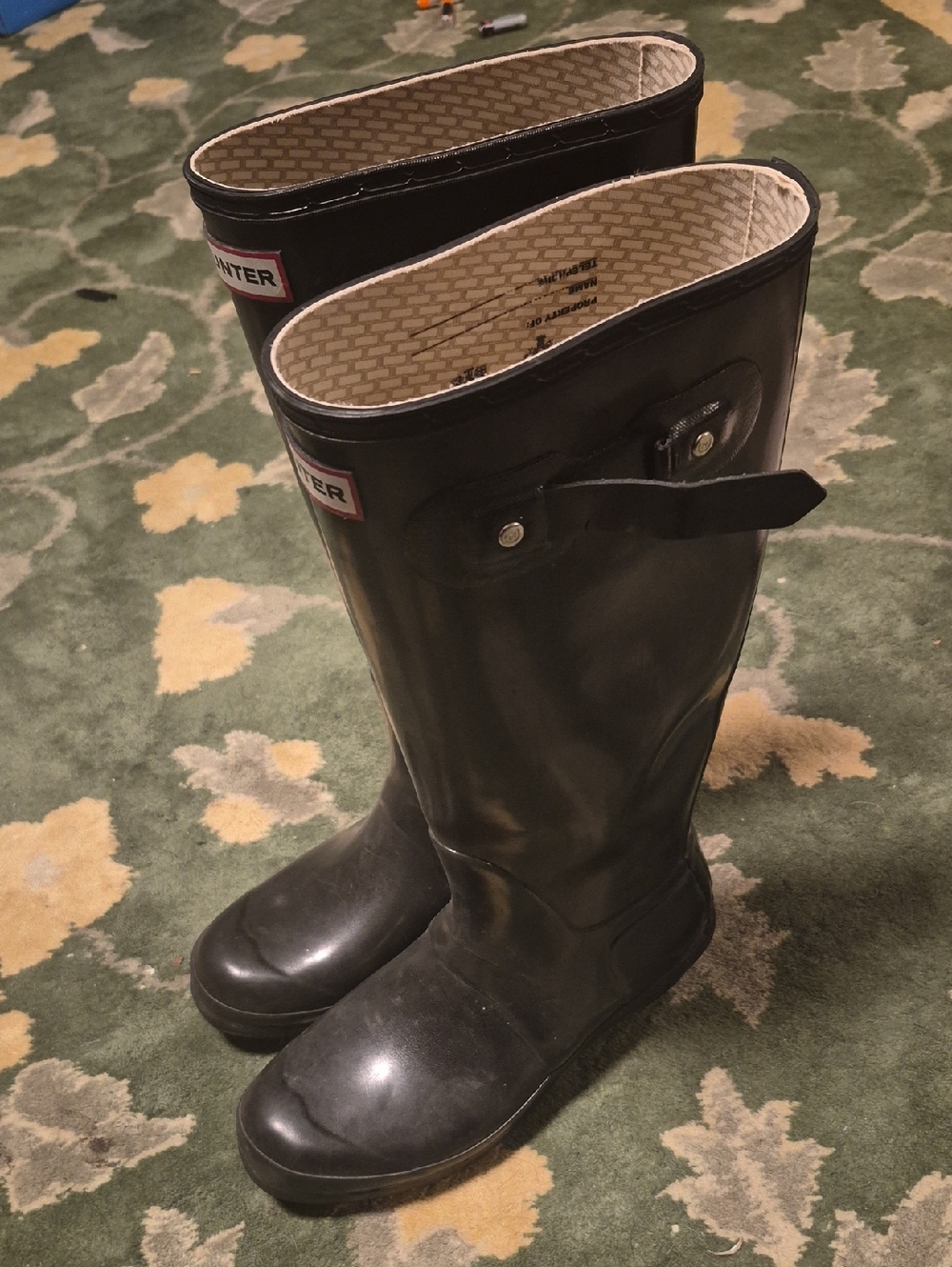 Hunter Black Gloss Tall Adjustable Rain Boots